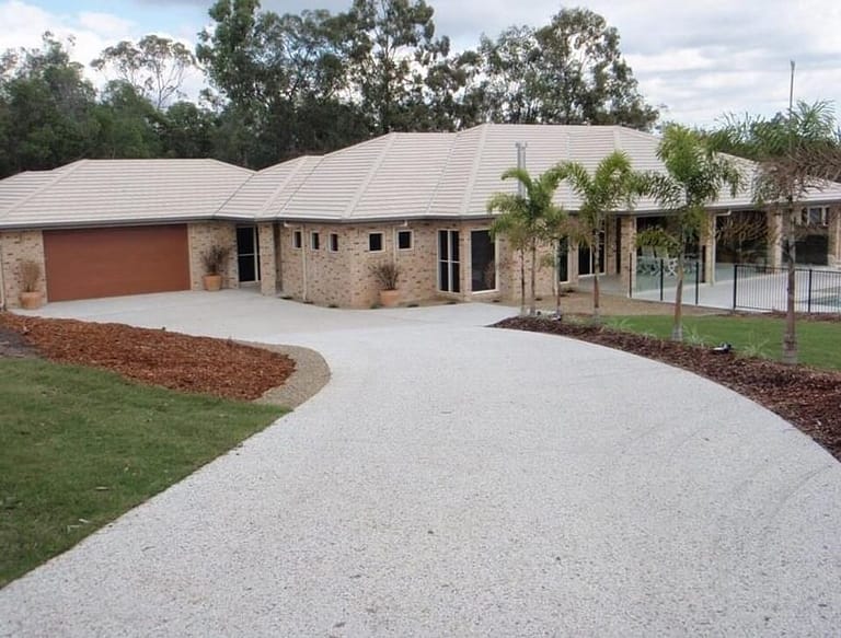 white concreted driveway